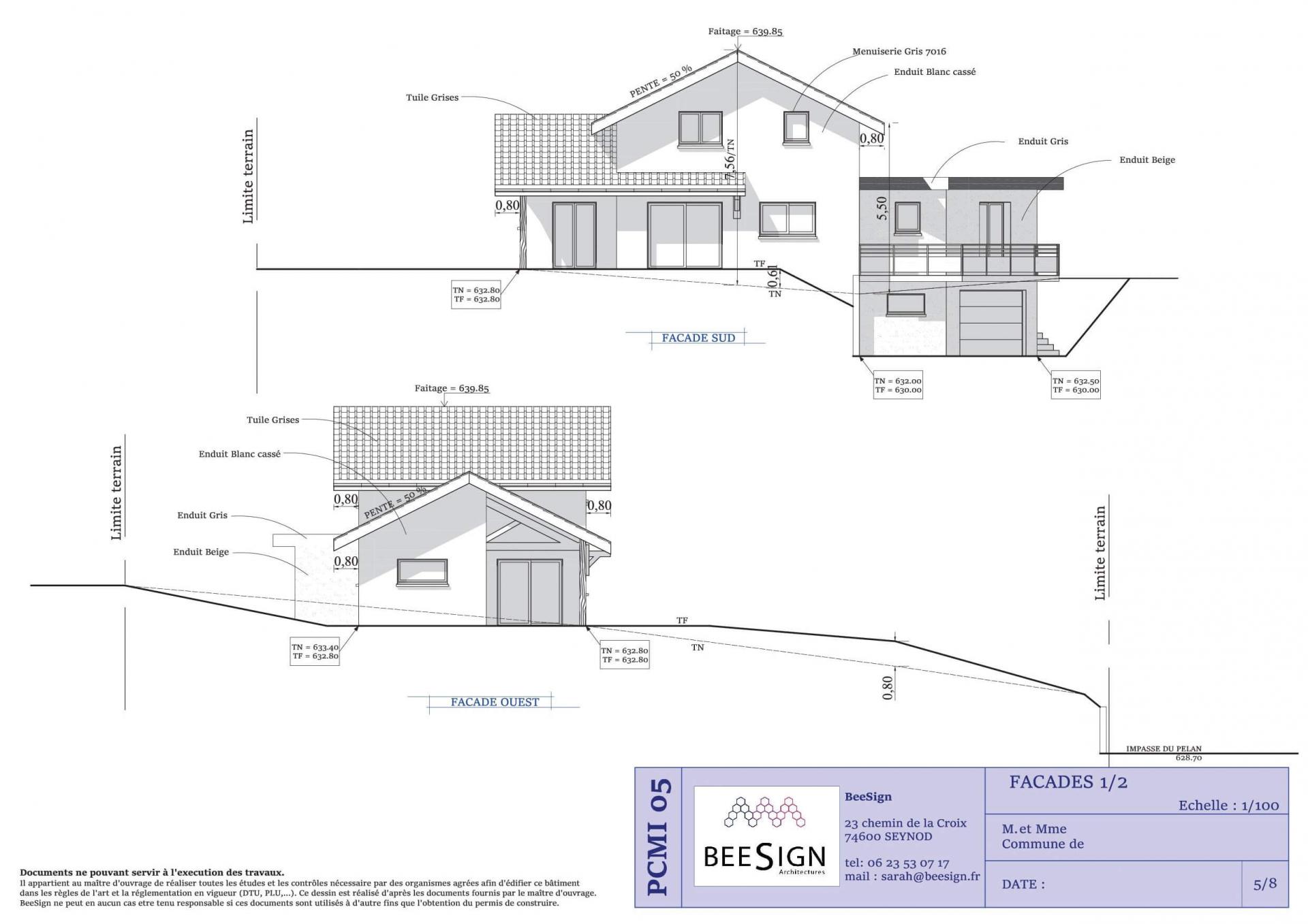 Plan facades pour declaration en mairie